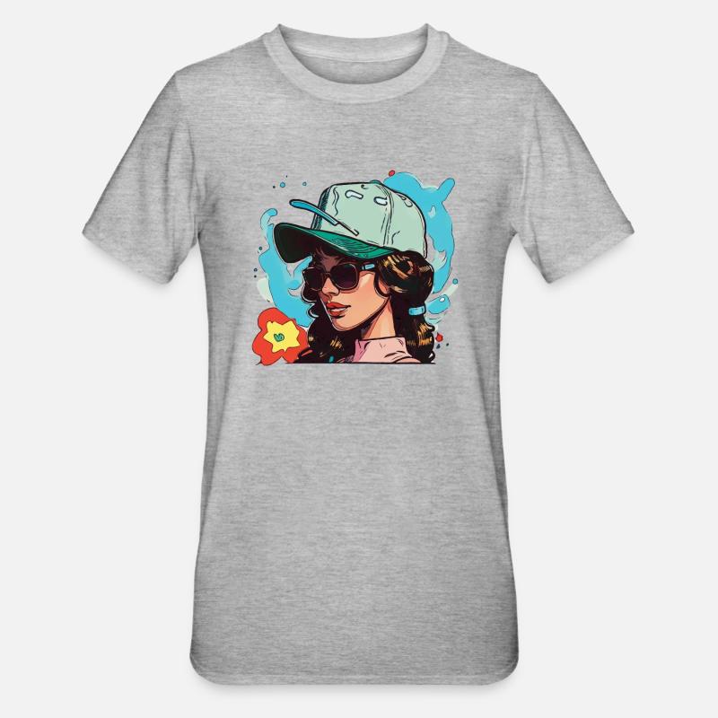 Pyro-Mädchen - Unisex Polycotton T-Shirt - Grau meliert