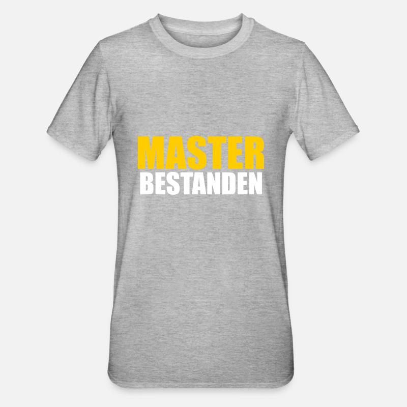 Master Prüfung Mastertitel Geschenk - Unisex Polycotton T-Shirt - Grau meliert
