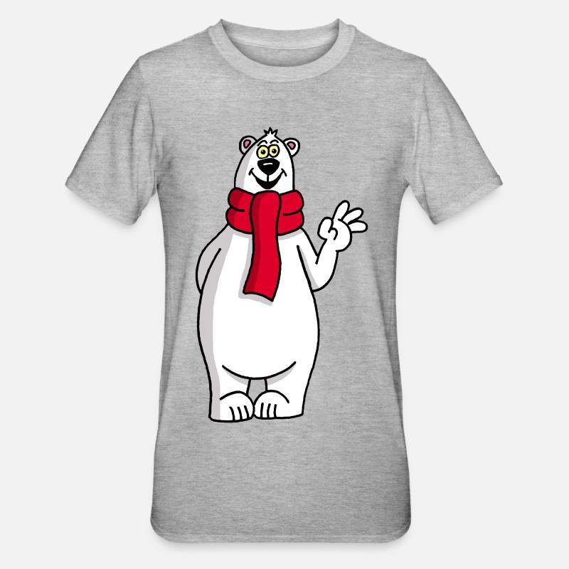 Lustiger Eisbär - Unisex Polycotton T-Shirt - Grau meliert