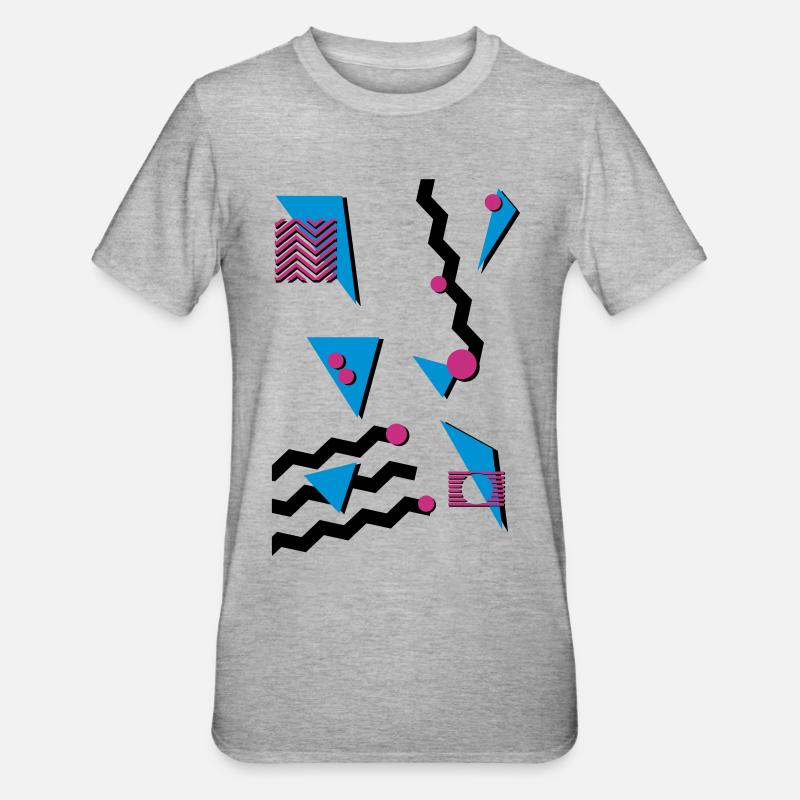 Retro Muster - Unisex Polycotton T-Shirt - Grau meliert