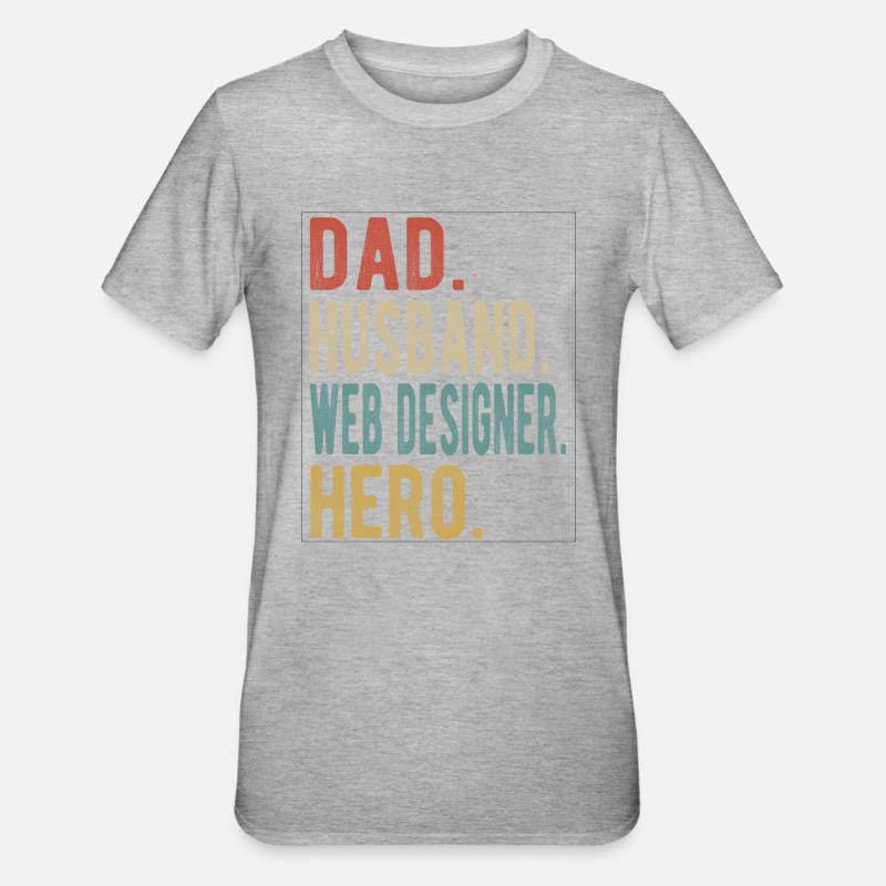 Webdesigner Papa Ehemann Held - Unisex Polycotton T-Shirt - Grau meliert