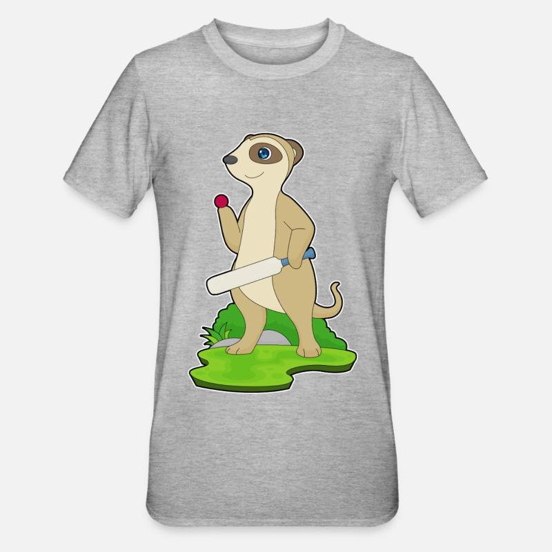 Suricate Cricket Battes de cricket - T-shirt polycoton Unisexe - gris chiné