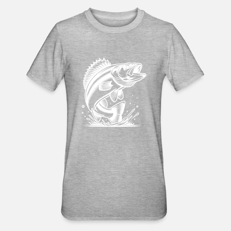 Elegant Jumping Zander Predator - Unisex Polycotton T-Shirt - heather grey