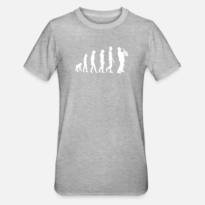 Saxophone Saxophonist Evolution - Unisex Polycotton T-Shirt - heather grey