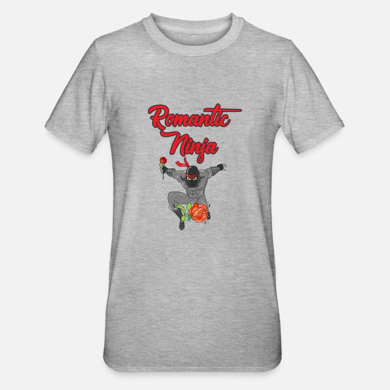 Romantic Ninja - T-shirt polycoton Unisexe - gris chiné