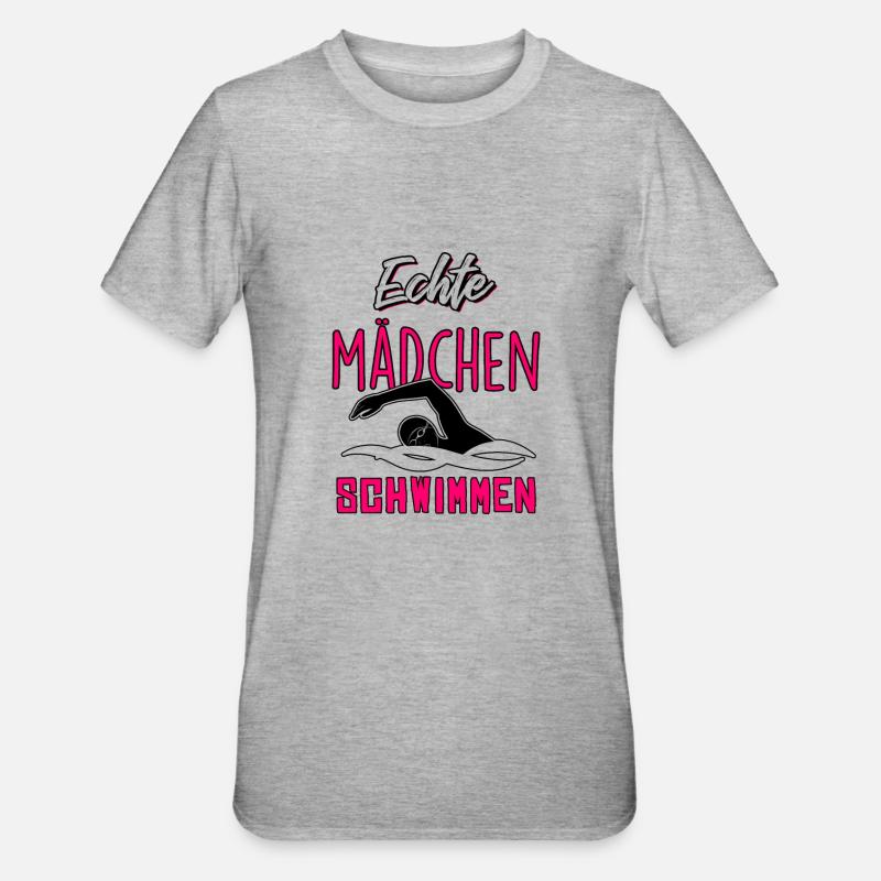 Echte Mädchen schwimmen - Unisex Polycotton T-Shirt - Grau meliert