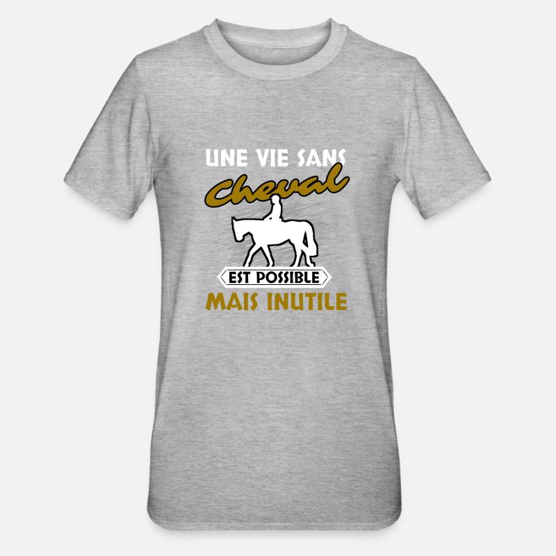 Cheval Cavalier - T-shirt polycoton Unisexe - gris chiné