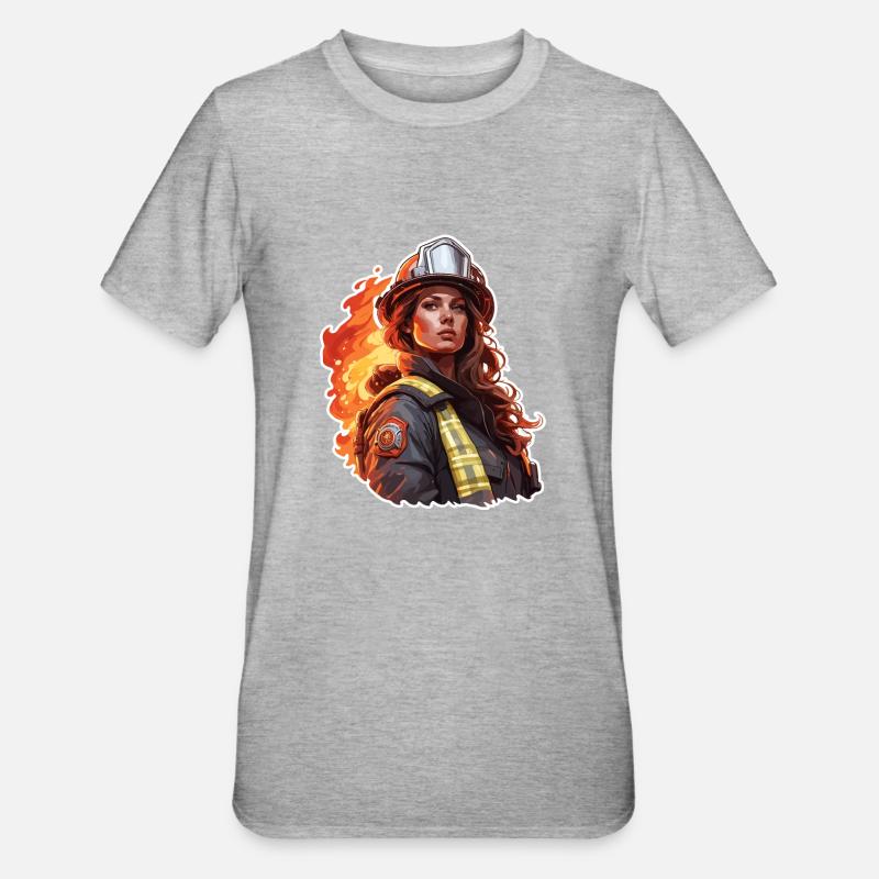 Firefighter / Fire / Fire / Extinguish / Heroine - Unisex Polycotton T-Shirt - heather grey