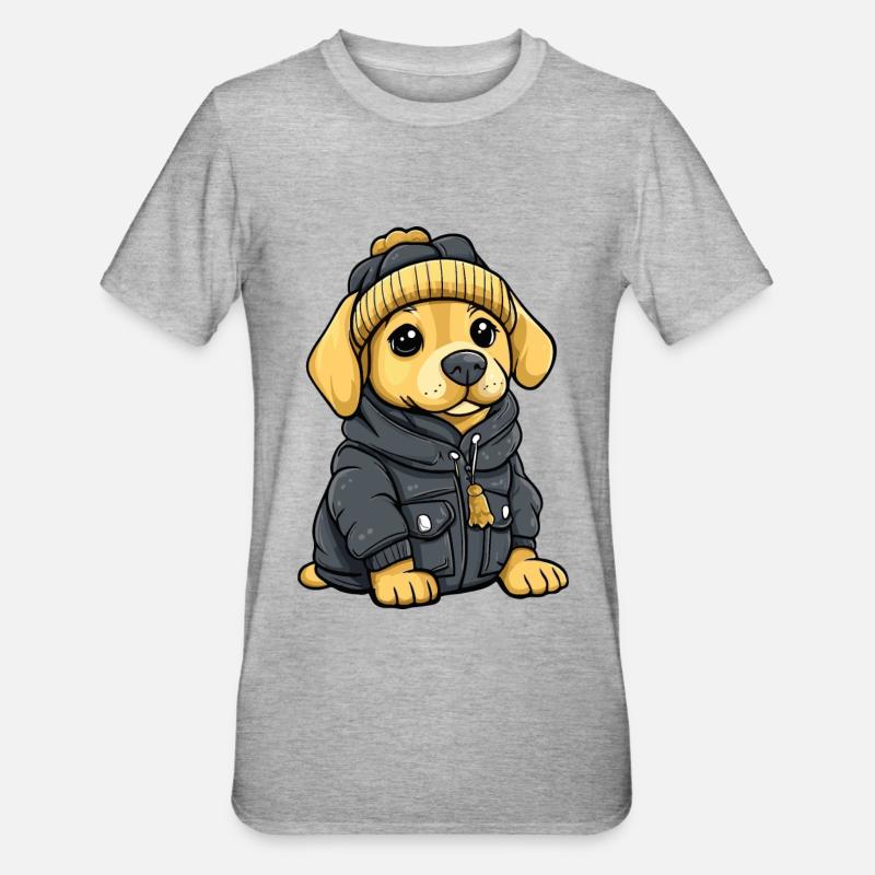 Chien Labrador Élégant - T-shirt polycoton Unisexe - gris chiné