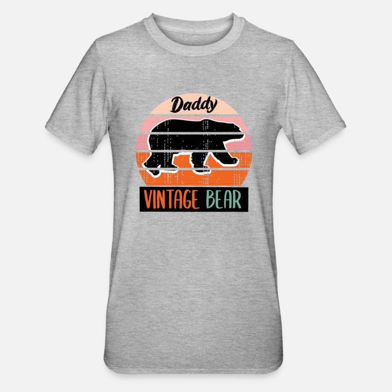 Daddy Vintage Bear, Papa Bear - T-shirt polycoton Unisexe - gris chiné