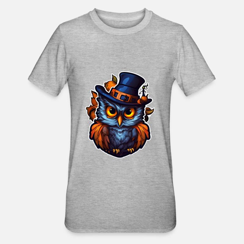 Halloween Eule - Unisex Polycotton T-Shirt - Grau meliert