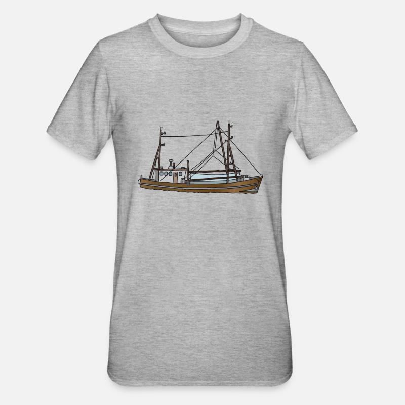 Fischerboot c - Unisex Polycotton T-Shirt - Grau meliert