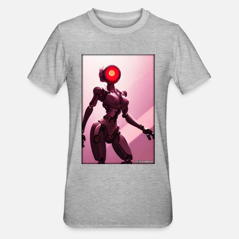 Robot Future Science Sci-Fi Machine - Unisex Polycotton T-Shirt - heather grey