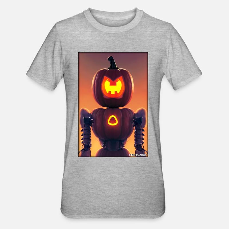 Robots Halloween Future Technology Science - T-shirt polycoton Unisexe - gris chiné