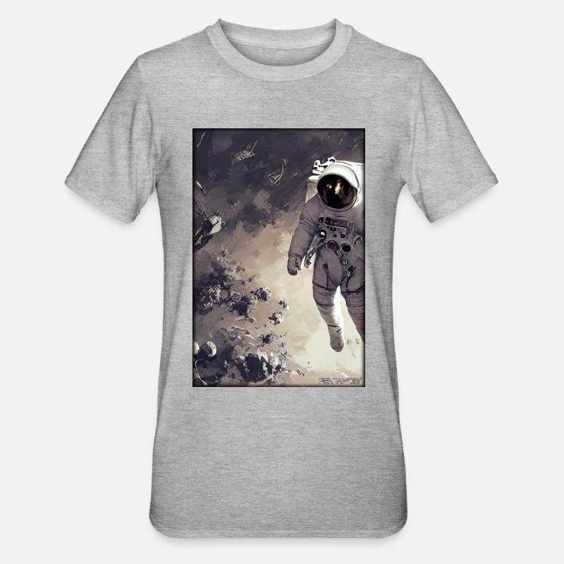 Astronaut Zukunft Sci-Fi Technik - Unisex Polycotton T-Shirt - Grau meliert
