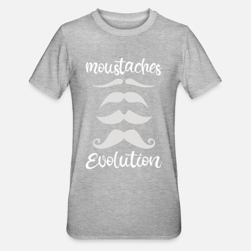 Moustache evolution - Unisex Polycotton T-Shirt - heather grey