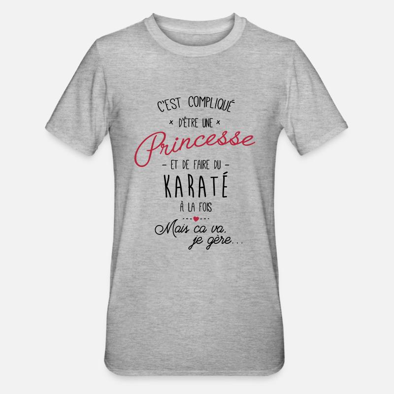 princesse et Karaté - T-shirt polycoton Unisexe - gris chiné
