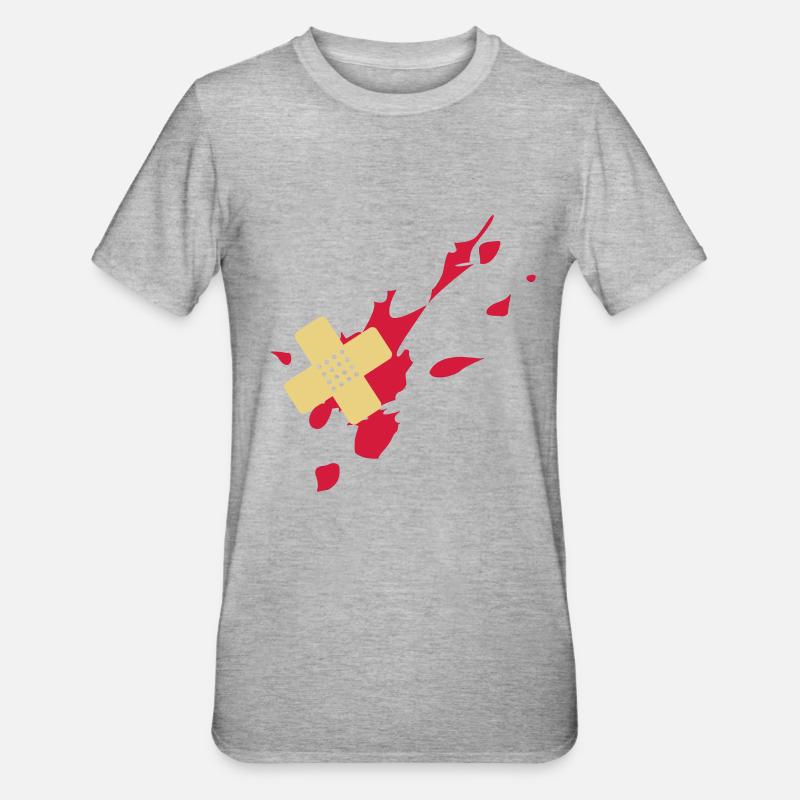 Pflaster Blutspritzer 2c - Unisex Polycotton T-Shirt - Grau meliert