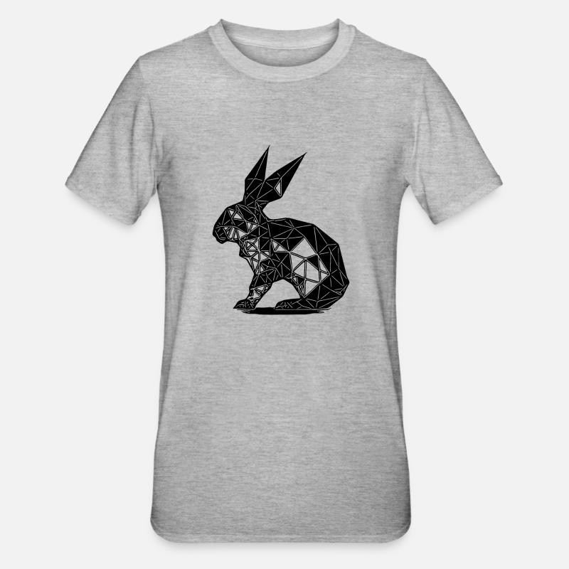 Geometric Rabbit Geometry Lines Rabbit - Unisex Polycotton T-Shirt - heather grey