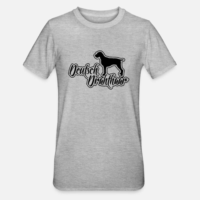DEUTSCH DRAHTHAAR Hunderasse Jagdhunde Wilsigns - Unisex Polycotton T-Shirt - Grau meliert