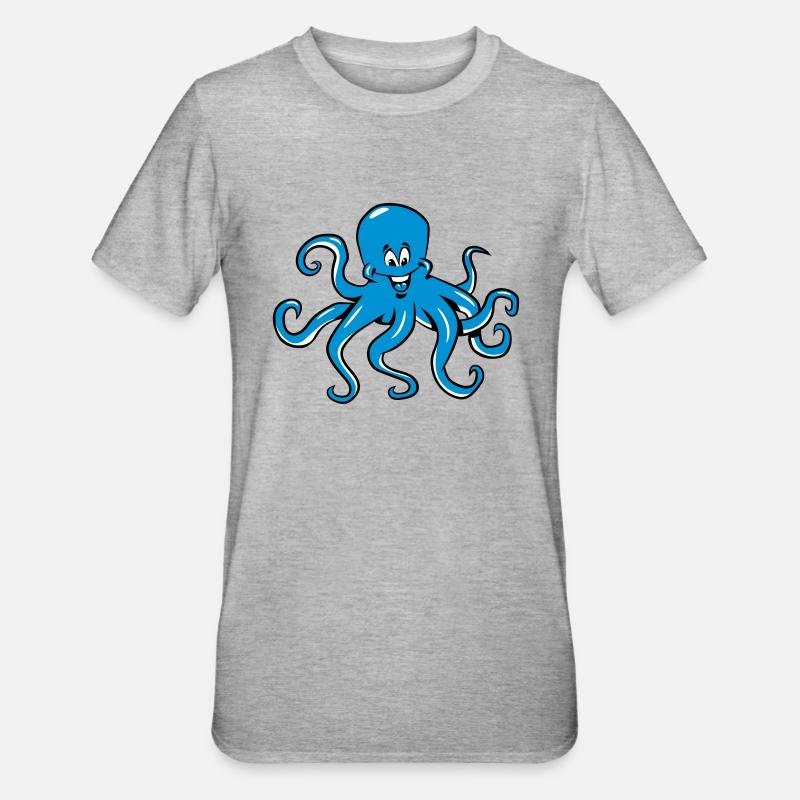 Squid oktopus funny comic - Unisex Polycotton T-Shirt - heather grey