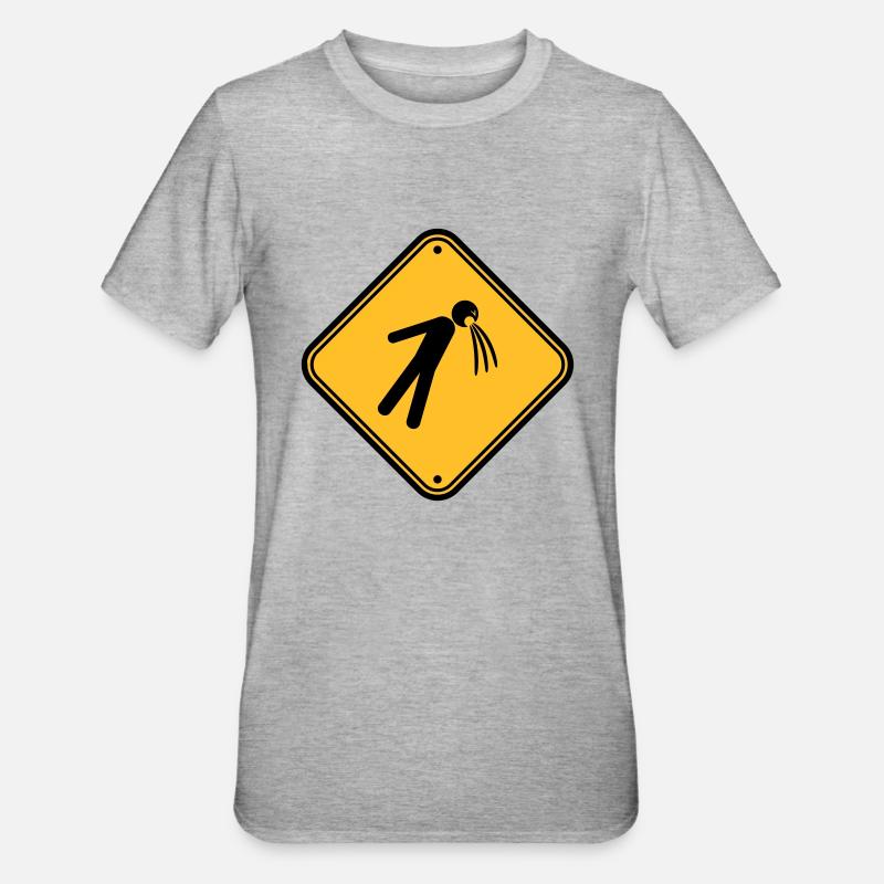 bouclier attention note vomir vomir - T-shirt polycoton Unisexe - gris chiné