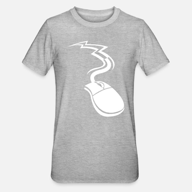 Computer Maus Design - Unisex Polycotton T-Shirt - Grau meliert