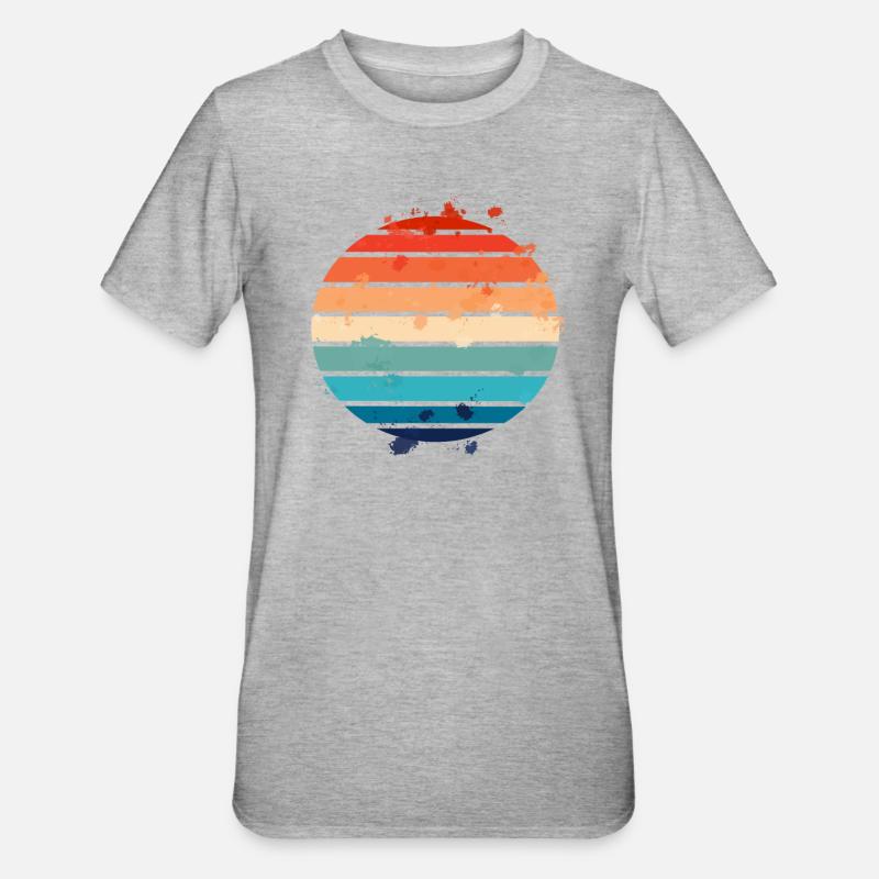 Éclaboussures Rétro Coucher de Soleil - T-shirt polycoton Unisexe - gris chiné