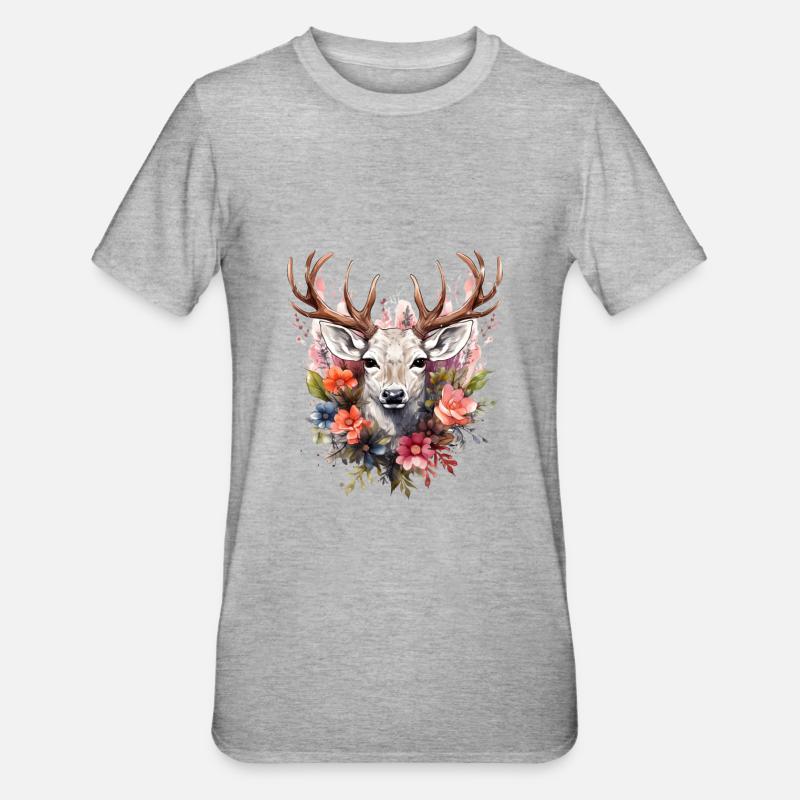 Ersatz Dirndl Hirschgeweih Hirsch - Unisex Polycotton T-Shirt - Grau meliert