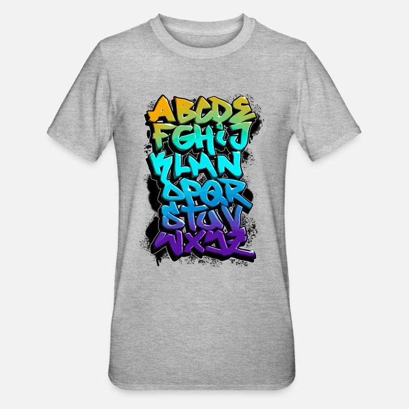 GRAFFITI ALPHABET - T-shirt polycoton Unisexe - gris chiné