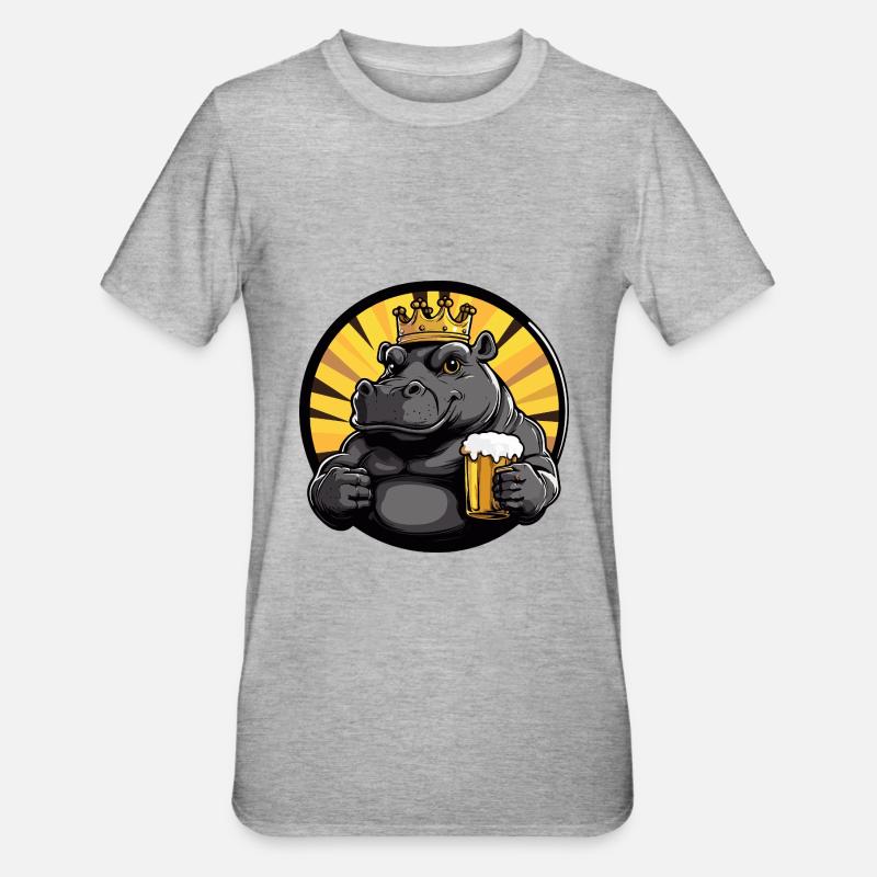 Nilpferd Bier - Unisex Polycotton T-Shirt - Grau meliert