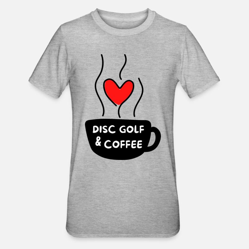 Discgolf & Kaffee. - Unisex Polycotton T-Shirt - Grau meliert