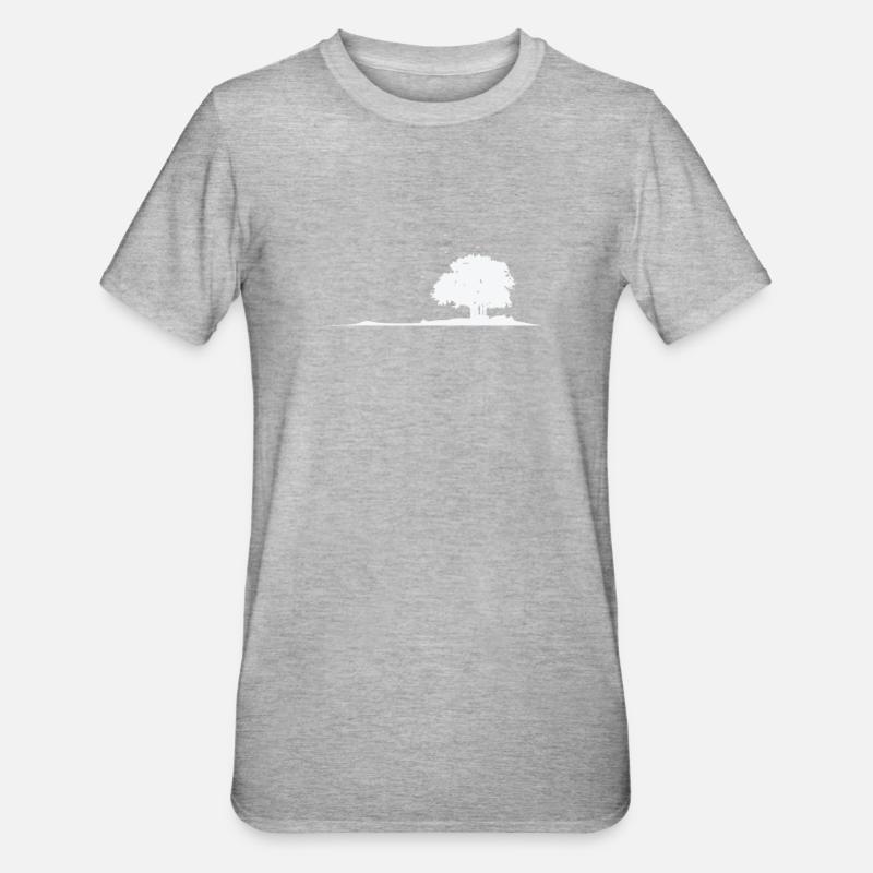 Arbre dans le champ feuilles de nature - T-shirt polycoton Unisexe - gris chiné