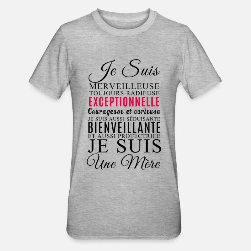 Je suis une mère - T-shirt polycoton Unisexe - gris chiné