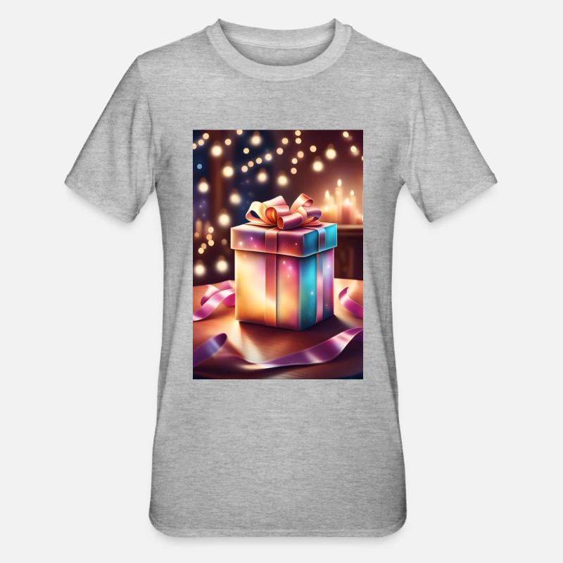 Super süße Weihnachtsgeschenkbox - Unisex Polycotton T-Shirt - Grau meliert