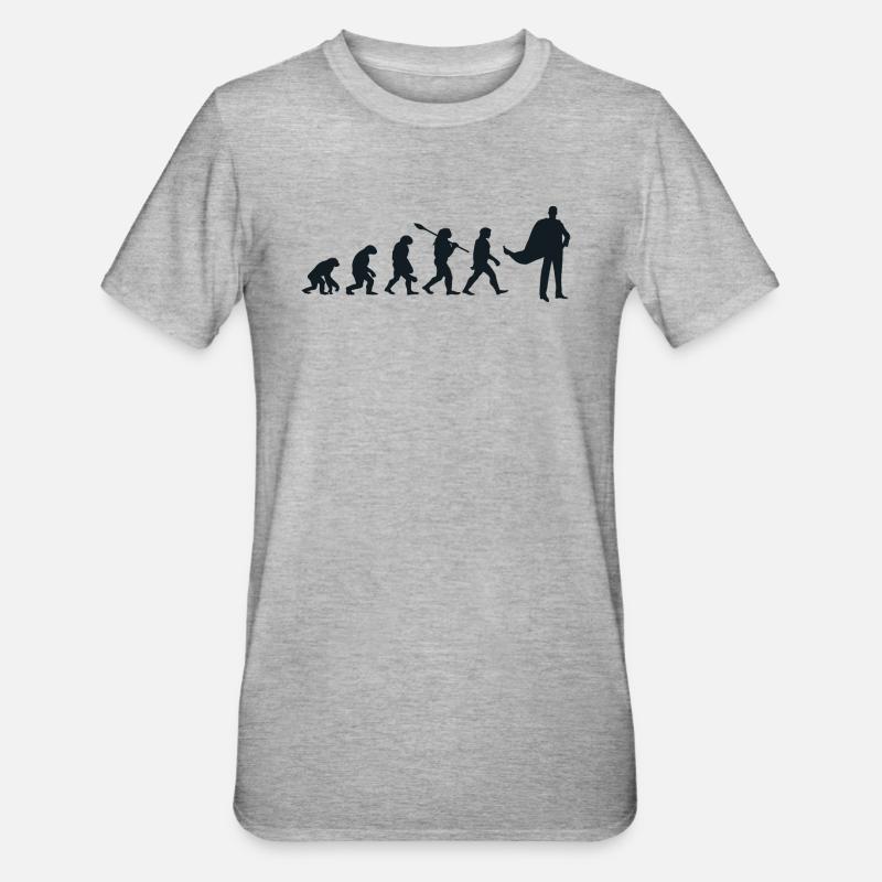 Évolution Darwin pour les Supermans 🦸‍♂️ - T-shirt polycoton Unisexe - gris chiné