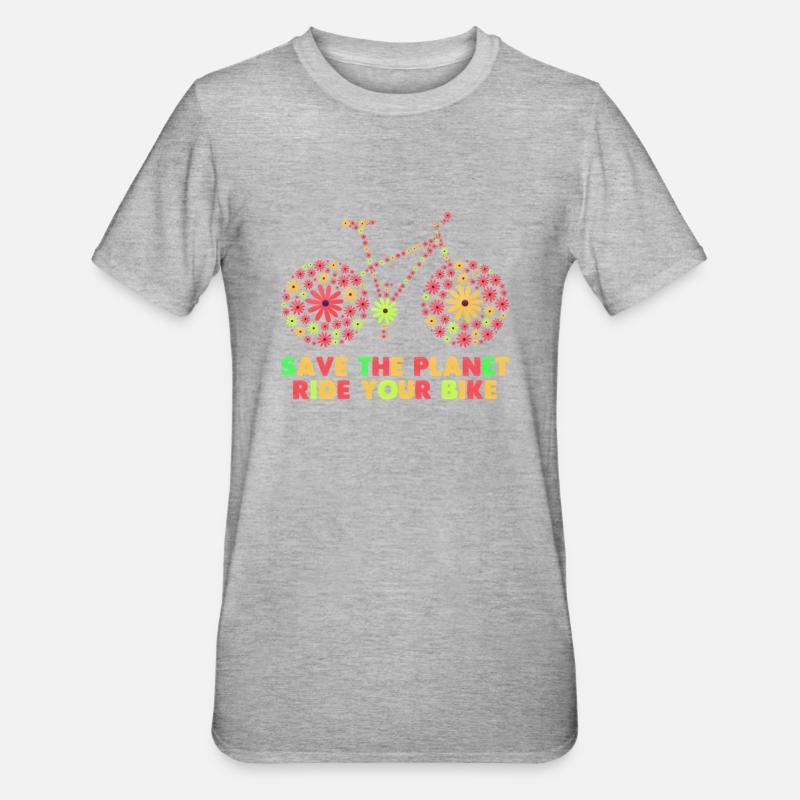 Vélo Fleurs Années 70 - T-shirt polycoton Unisexe - gris chiné