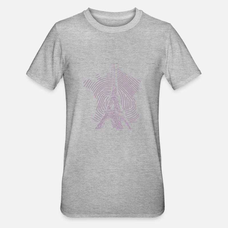 Tour Eiffel Silhouette Minimaliste Paris - T-shirt polycoton Unisexe - gris chiné