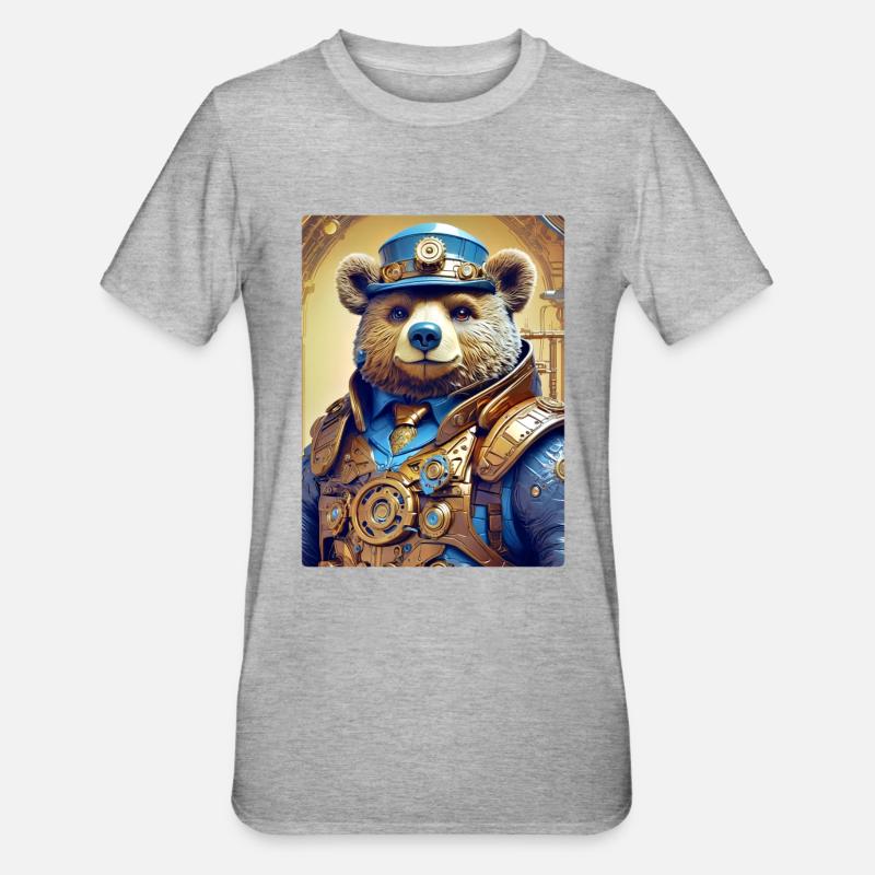 Ours Steampunk 1.6 - T-shirt polycoton Unisexe - gris chiné