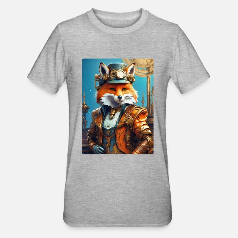 Steampunk Pompier Fox 1.5 - T-shirt polycoton Unisexe - gris chiné