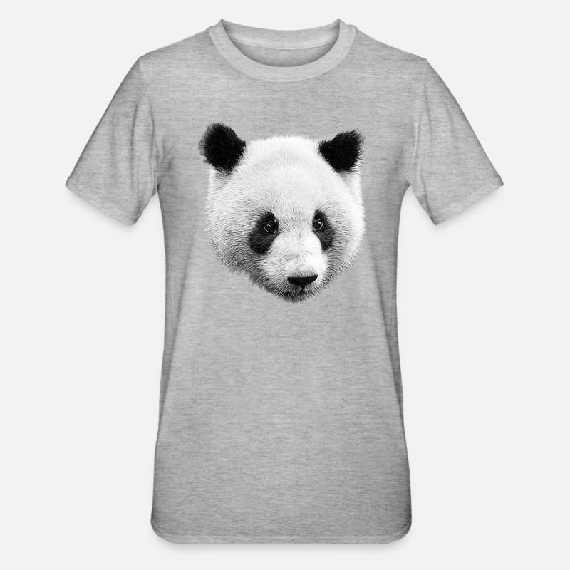 Panda Noir Blanc - T-shirt polycoton Unisexe - gris chiné