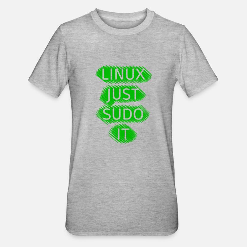 Linux Ubuntu SUDO - Unisex Polycotton T-Shirt - heather grey