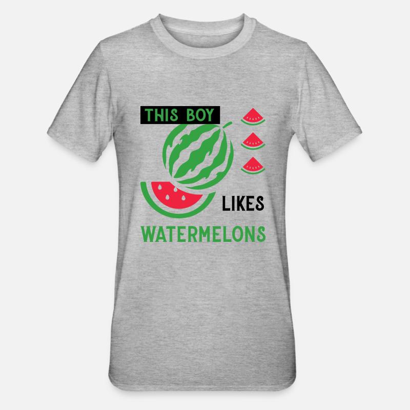 Fruits tropicaux Melon Pastèques Été - T-shirt polycoton Unisexe - gris chiné