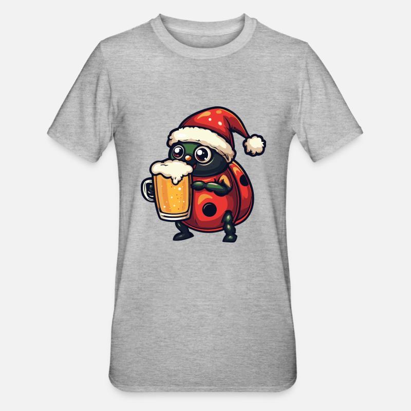 Bière de Noël Ladybug - T-shirt polycoton Unisexe - gris chiné