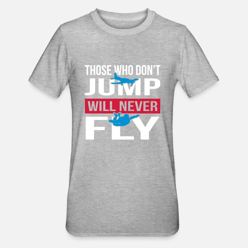 Will Never Fly Skydive - Unisex Polycotton T-Shirt - Grau meliert