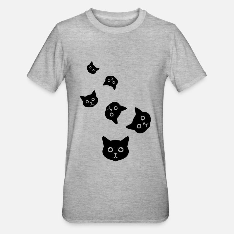 Tête de chat - T-shirt polycoton Unisexe - gris chiné