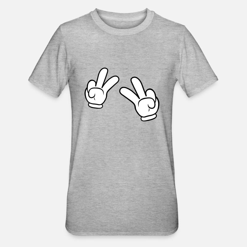Comic Hands Peace Sign - Unisex Polycotton T-Shirt - heather grey