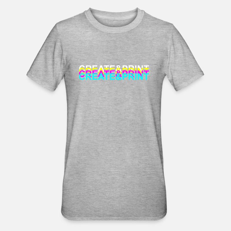 Create & Print (White Text) - Unisex Polycotton T-Shirt - heather grey