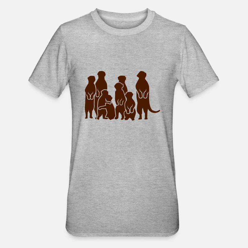 Erdmännchen - Unisex Polycotton T-Shirt - Grau meliert