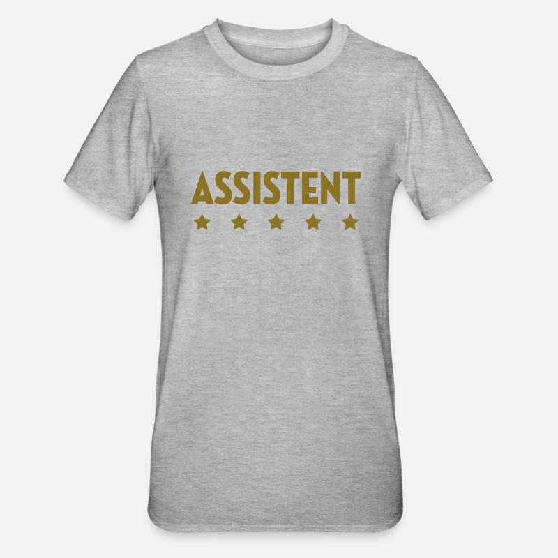 Assistent - Assistentin - Mitarbeiter - Chef - Unisex Polycotton T-Shirt - Grau meliert